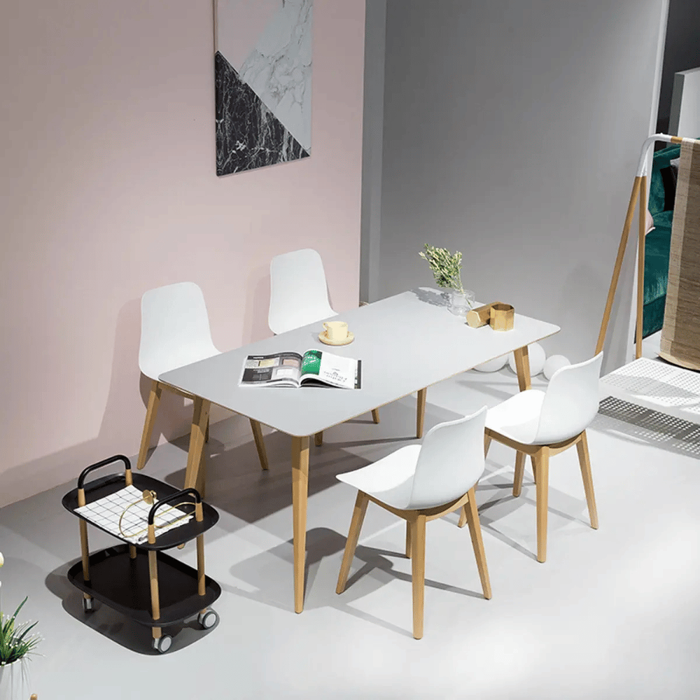CT08 Modern Solid Beech Wooden Plywood Top Rectangle Dining Table