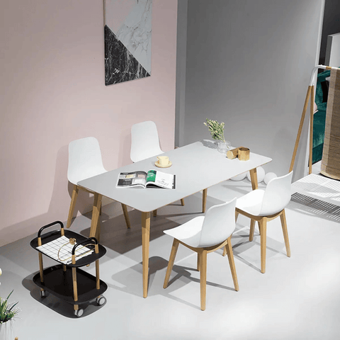 CT08 Modern Solid Beech Wooden Plywood Top Rectangle Dining Table