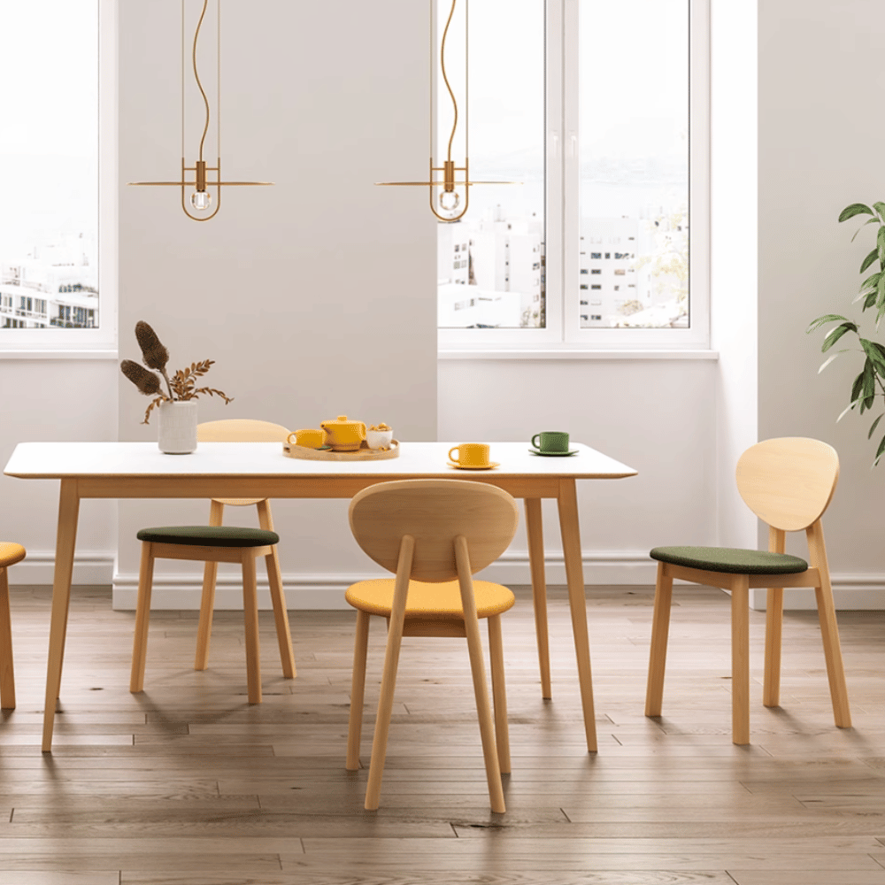 CT08 Modern Solid Beech Wooden Plywood Top Rectangle Dining Table
