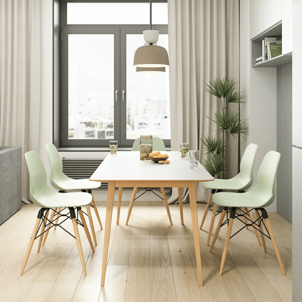 CT08 Modern Solid Beech Wooden Plywood Top Rectangle Dining Table