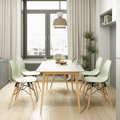 CT08 Modern Solid Beech Wooden Plywood Top Rectangle Dining Table