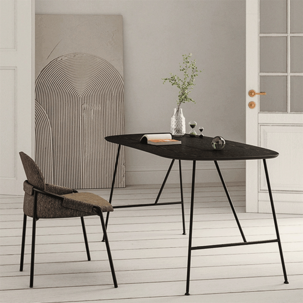 CT20 Simple Metal Frame Rectangle Wooden Table