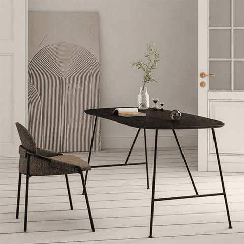 CT20 Simple Metal Frame Rectangle Wooden Table