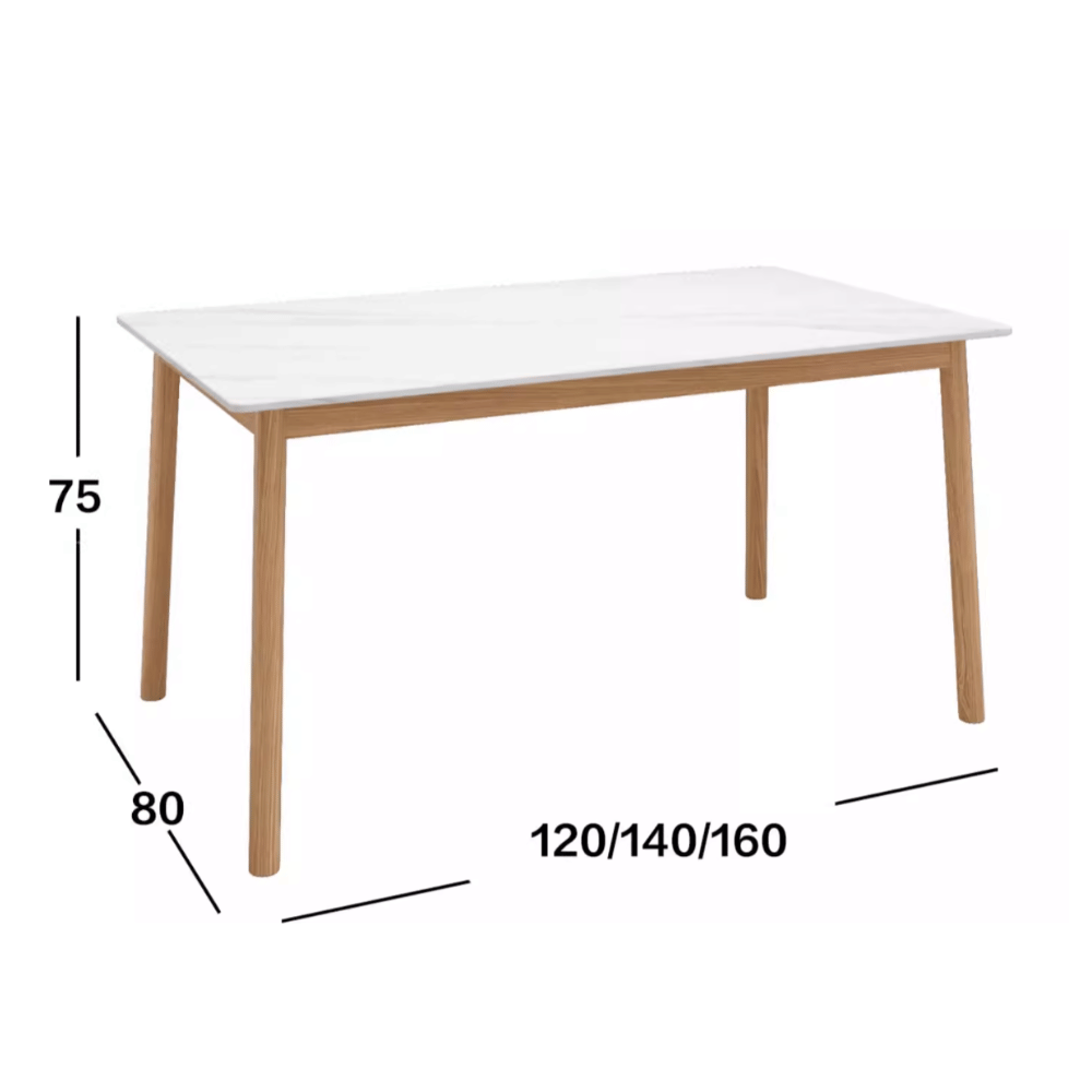 CT21 Solid Oak Wooden Sintered Stone Top Rectangle Dining Table