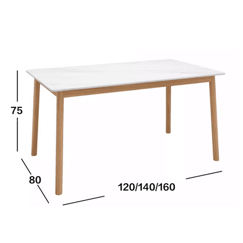 CT21 Solid Oak Wooden Sintered Stone Top Rectangle Dining Table