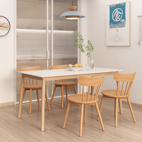 CT21 Solid Oak Wooden Sintered Stone Top Rectangle Dining Table