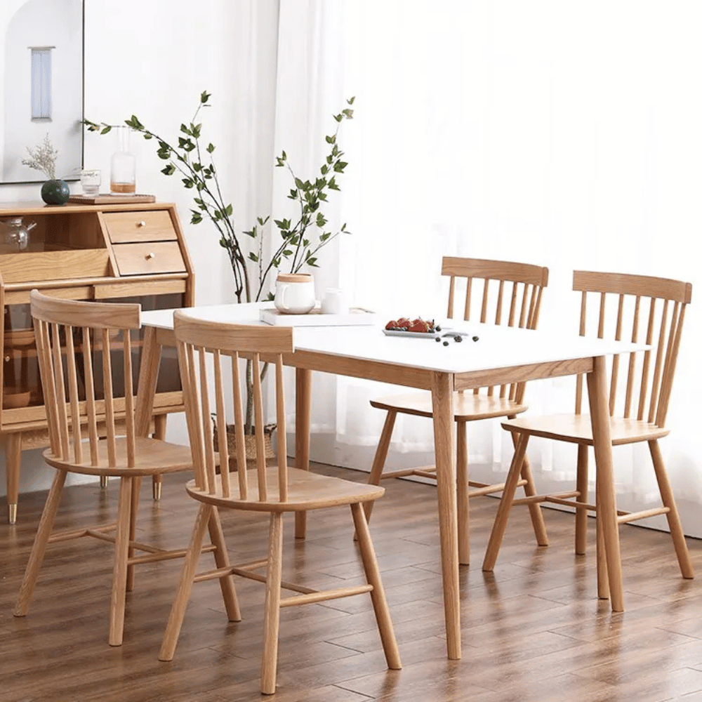 CT21 Solid Oak Wooden Sintered Stone Top Rectangle Dining Table