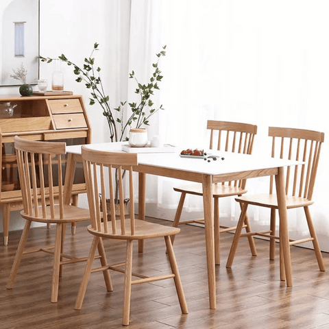CT21 Solid Oak Wooden Sintered Stone Top Rectangle Dining Table