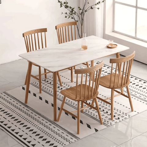CT21 Solid Oak Wooden Sintered Stone Top Rectangle Dining Table