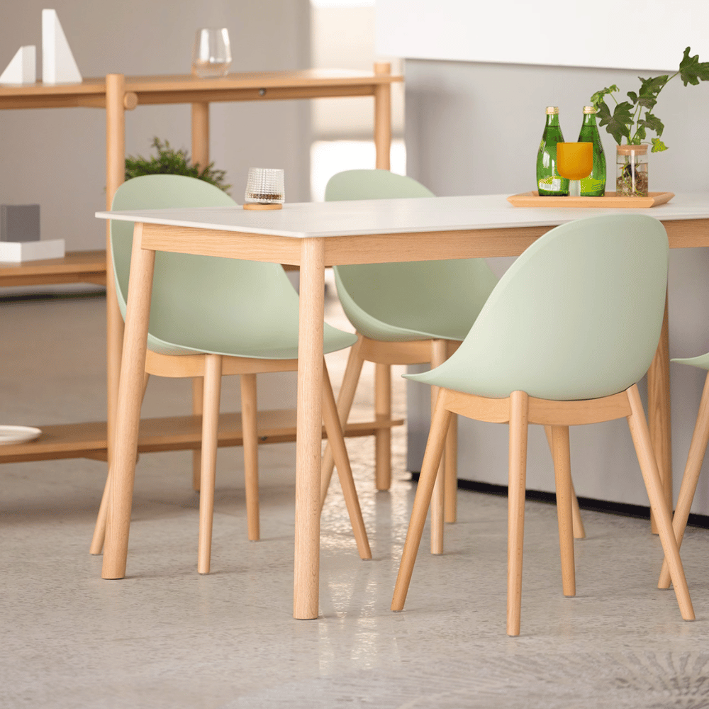 CT21 Solid Oak Wooden Sintered Stone Top Rectangle Dining Table