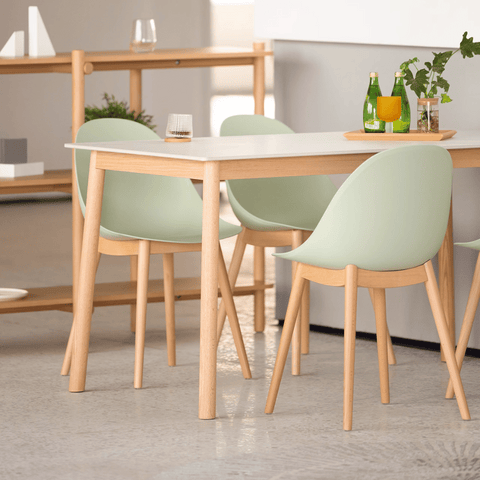 CT21 Solid Oak Wooden Sintered Stone Top Rectangle Dining Table