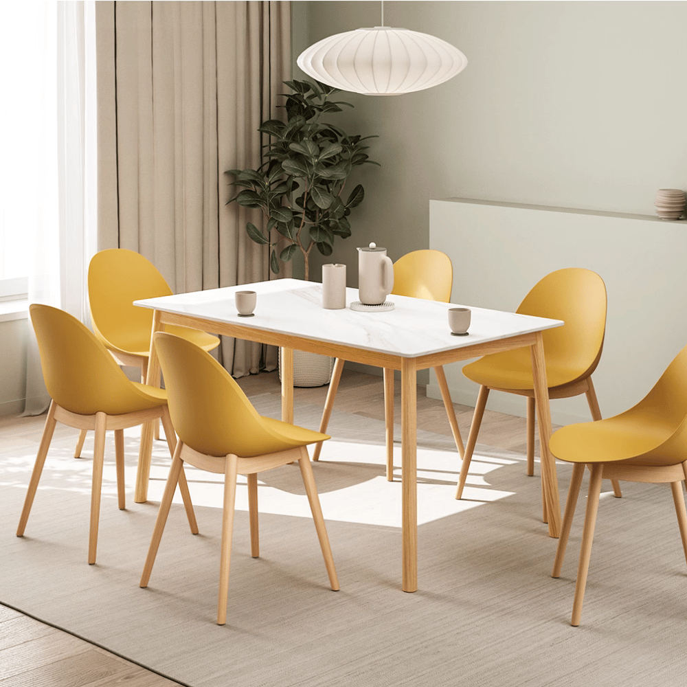 CT21 Solid Oak Wooden Sintered Stone Top Rectangle Dining Table