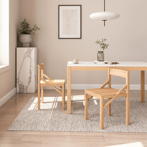 CT22 Solid Oak Wooden Sintered Stone Top Rectangle Dining Table