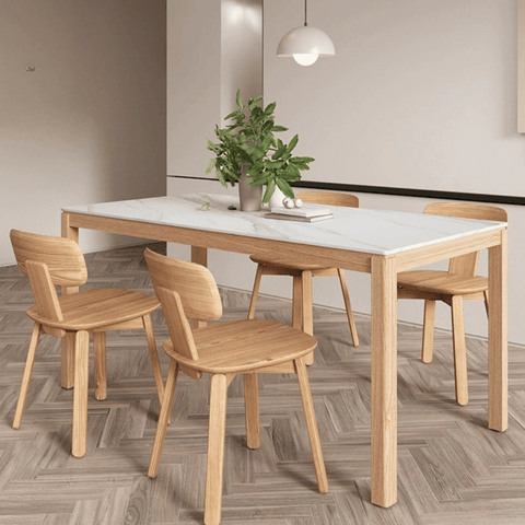 CT22 Solid Oak Wooden Sintered Stone Top Rectangle Dining Table