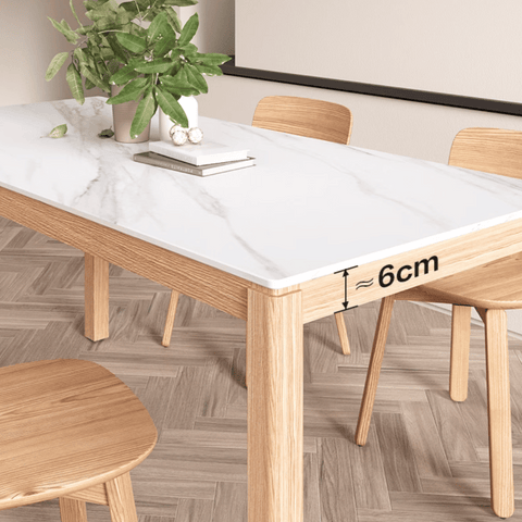 CT22 Solid Oak Wooden Sintered Stone Top Rectangle Dining Table