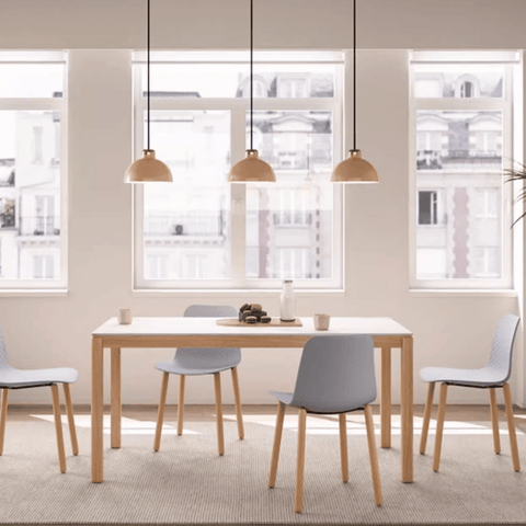 CT22 Solid Oak Wooden Sintered Stone Top Rectangle Dining Table