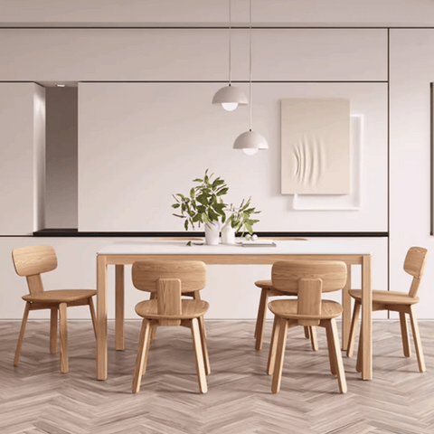 CT22 Solid Oak Wooden Sintered Stone Top Rectangle Dining Table