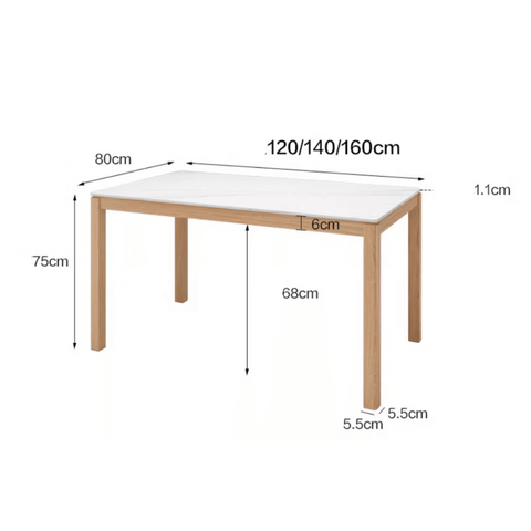 CT22 Solid Oak Wooden Sintered Stone Top Rectangle Dining Table