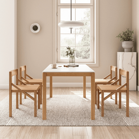 CT22 Solid Oak Wooden Sintered Stone Top Rectangle Dining Table