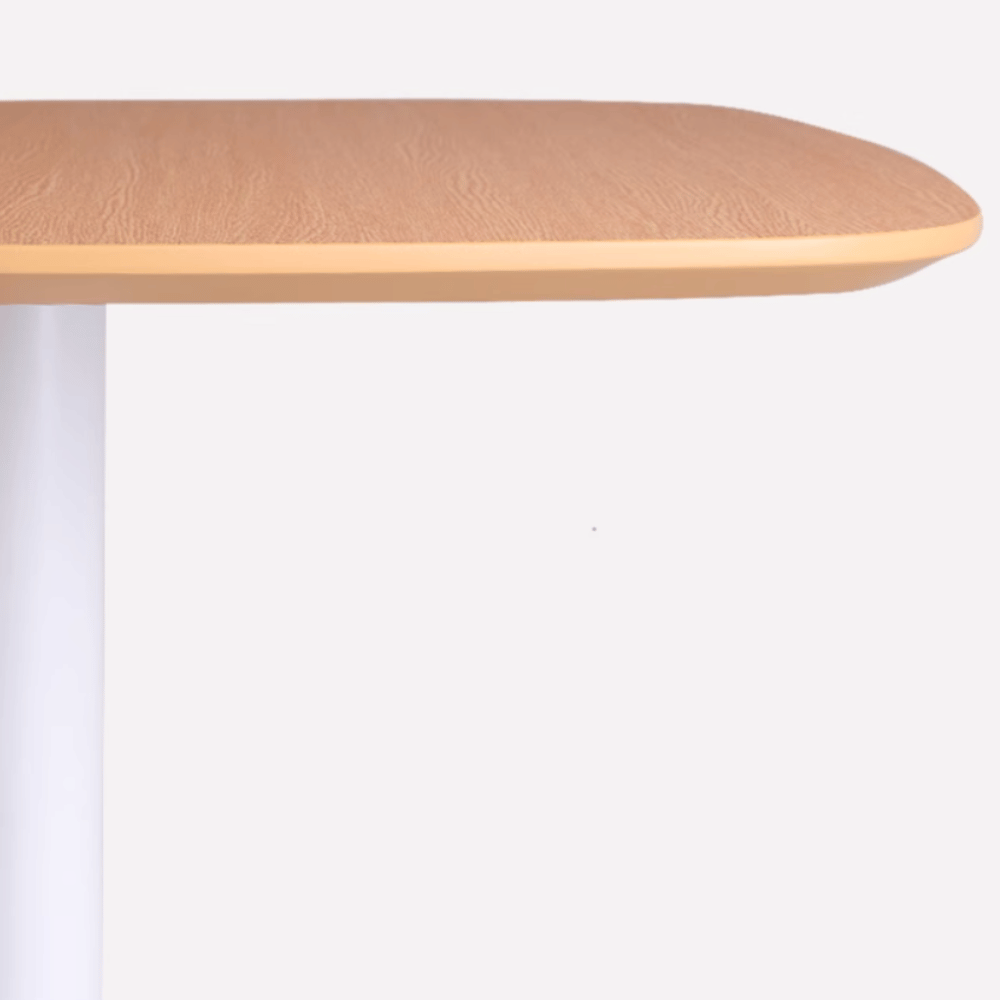 CT26 Modern Wooden Rectangle Cafe Dining Table with Metal Double Pillar Stand
