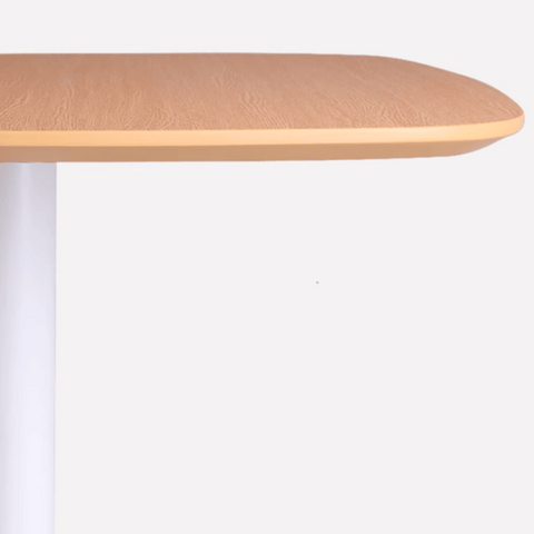 CT26 Modern Wooden Rectangle Cafe Dining Table with Metal Double Pillar Stand