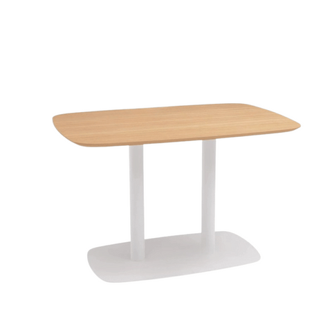 CT26 Modern Wooden Rectangle Cafe Dining Table with Metal Double Pillar Stand