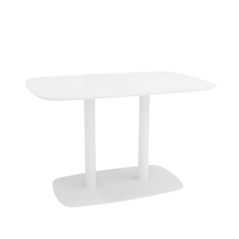 CT26 Modern Wooden Rectangle Cafe Dining Table with Metal Double Pillar Stand