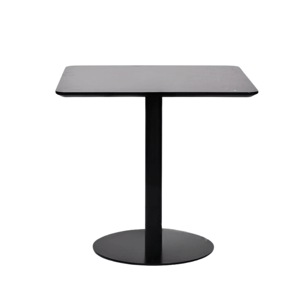 CT608 Wooden Square Dining Table with Metal Disc Base