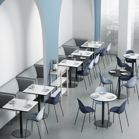 CT608 Wooden Square Dining Table with Metal Disc Base