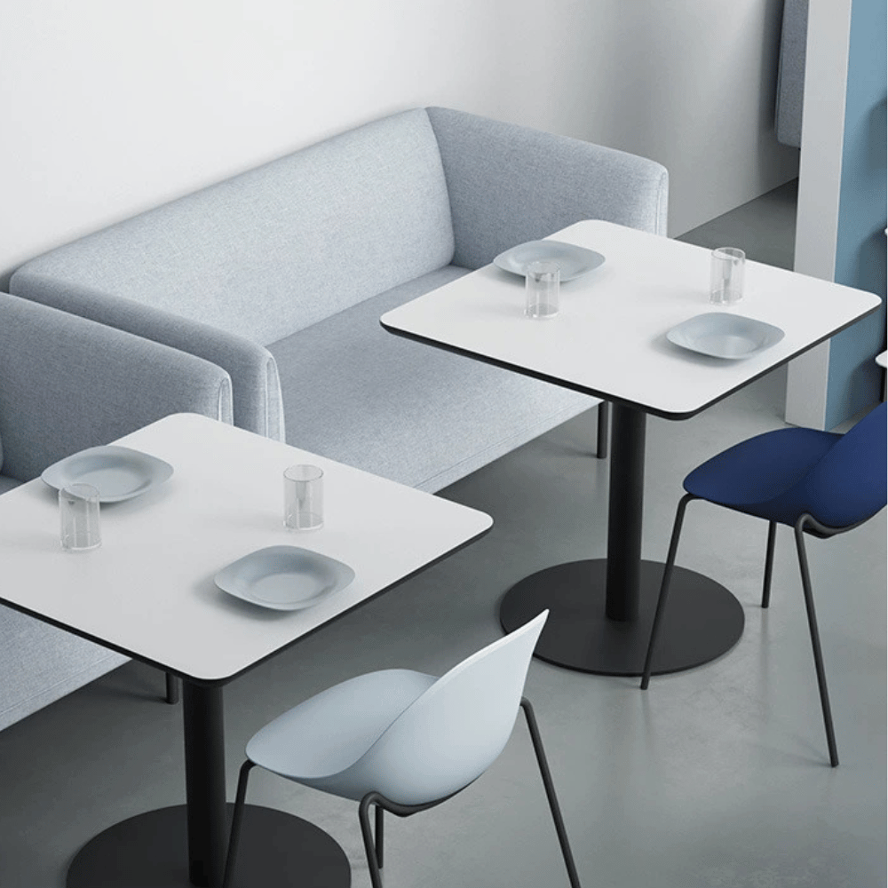 CT608 Wooden Square Dining Table with Metal Disc Base