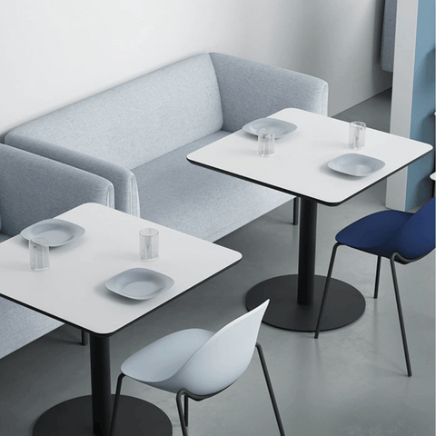 CT608 Wooden Square Dining Table with Metal Disc Base