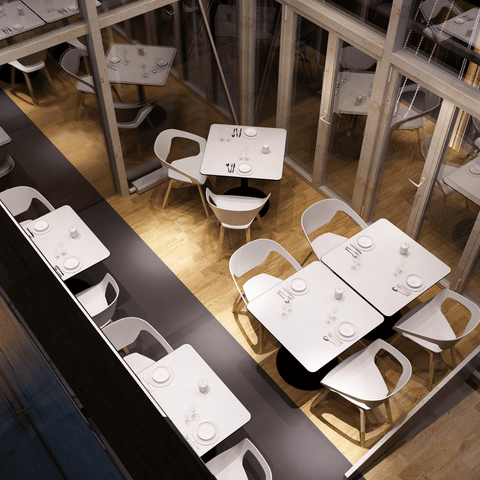 CT608 Wooden Square Dining Table with Metal Disc Base