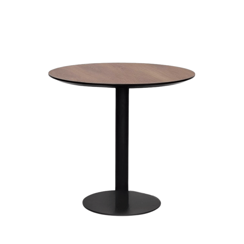 CT609 Wooden Round Dining Table with Metal Disc Base