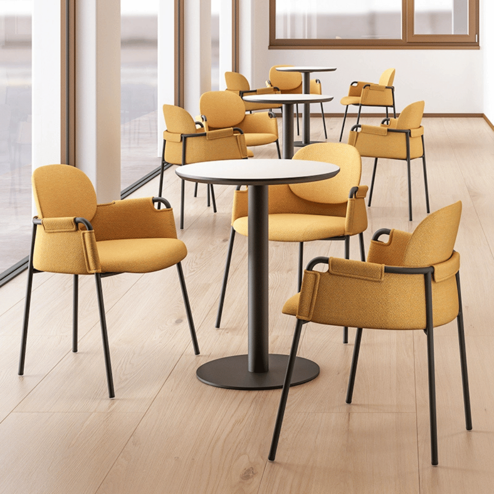 CT609 Wooden Round Dining Table with Metal Disc Base