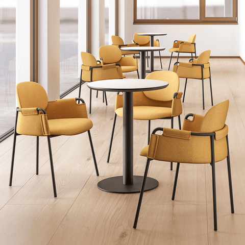 CT609 Wooden Round Dining Table with Metal Disc Base