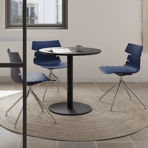 CT609 Wooden Round Dining Table with Metal Disc Base