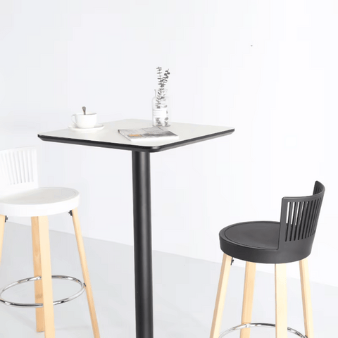CT610 Metal Disc Base Wooden Square High Bar Table
