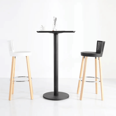 CT610 Metal Disc Base Wooden Square High Bar Table
