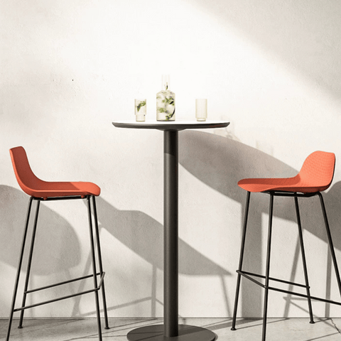 CT611 Metal Disc Base Wooden Round High Bar Table