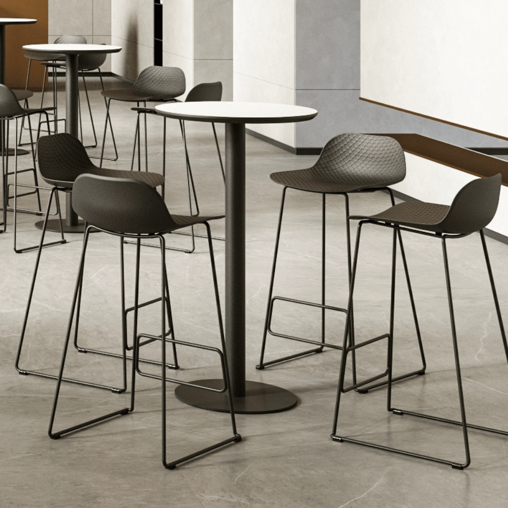 CT611 Metal Disc Base Wooden Round High Bar Table