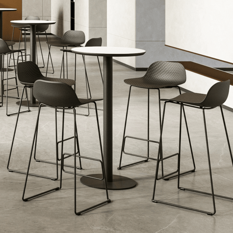 CT611 Metal Disc Base Wooden Round High Bar Table