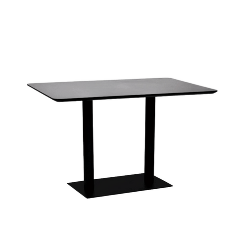 CT612 Wooden Rectangle Restaurant Dining Table with Metal Double Pillar Stand
