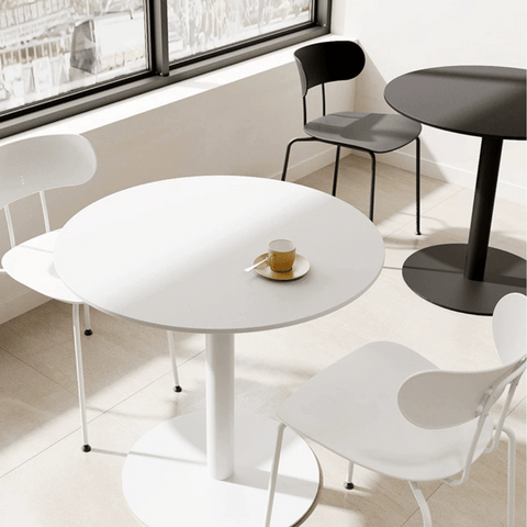 CT613 Sintered Stone Round Dining Table with Metal Disc Stand