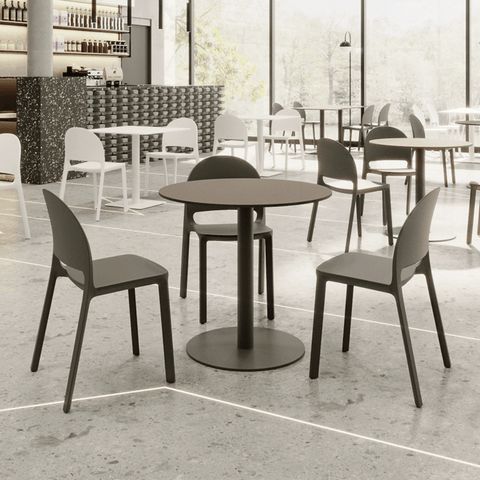 CT613 Sintered Stone Round Dining Table with Metal Disc Stand