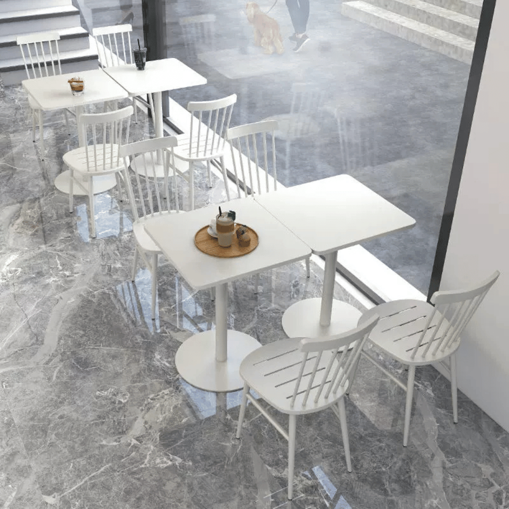 CT614 Sintered Stone Square Dining Table with Metal Disc Stand