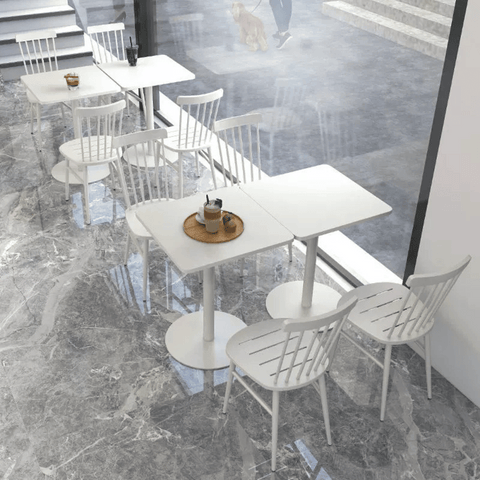 CT614 Sintered Stone Square Dining Table with Metal Disc Stand