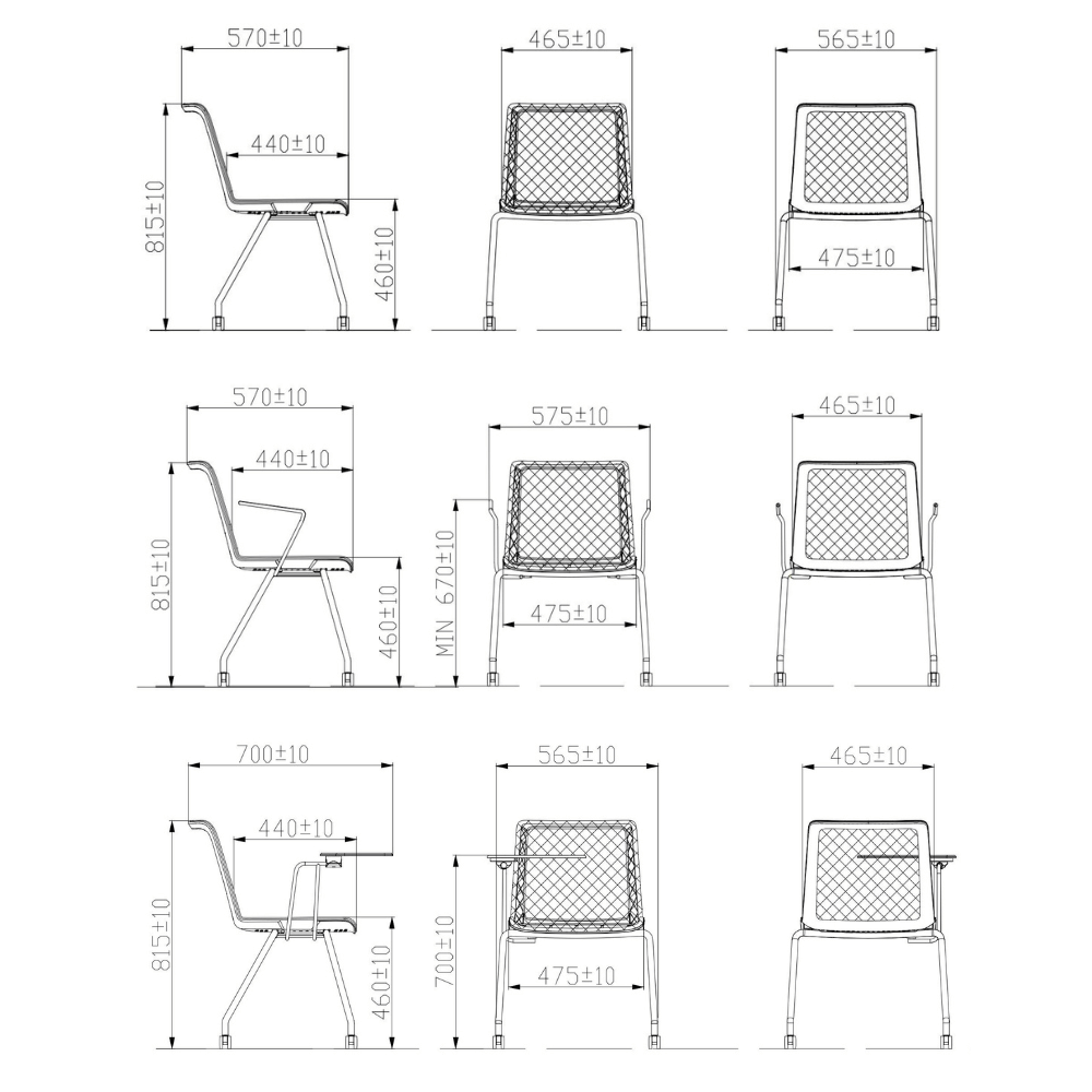 Cubix-B Mesh Mobile Stackable Chair