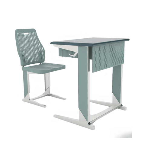 Cuboid Metal Frame School Desk and Chair Set