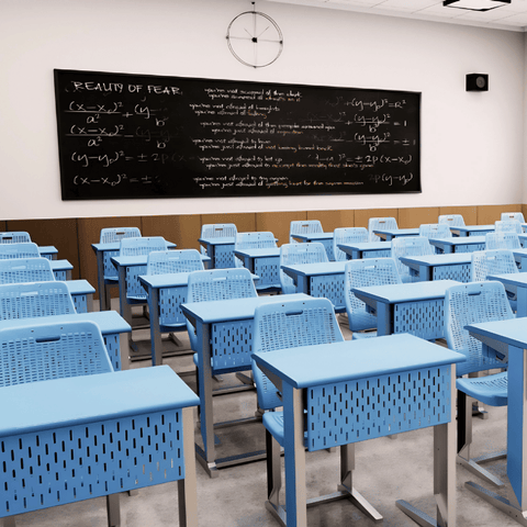 Cuboid Metal Frame School Desk and Chair Set