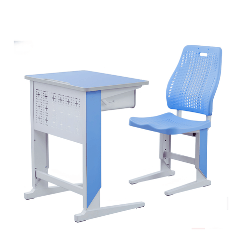 Cuboid Metal Frame School Desk and Chair Set
